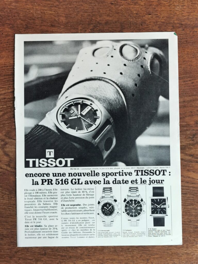 TISSOT PR516GL Vintage Watch Ad - 1967