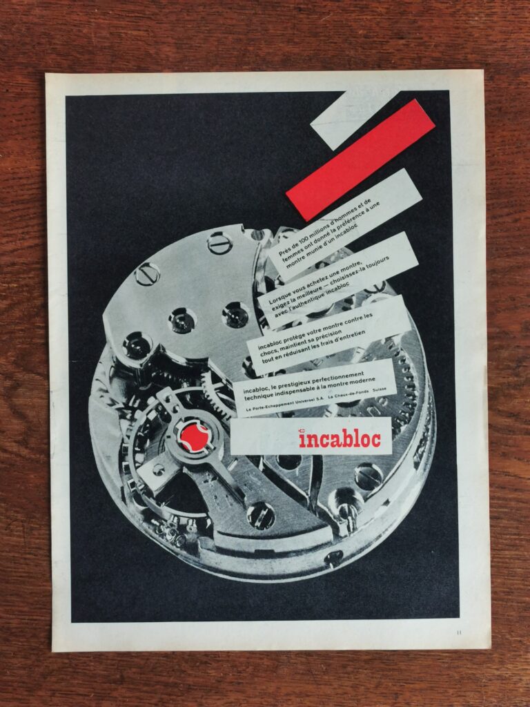 INCABLOC Vintage Watch Ad - 1963